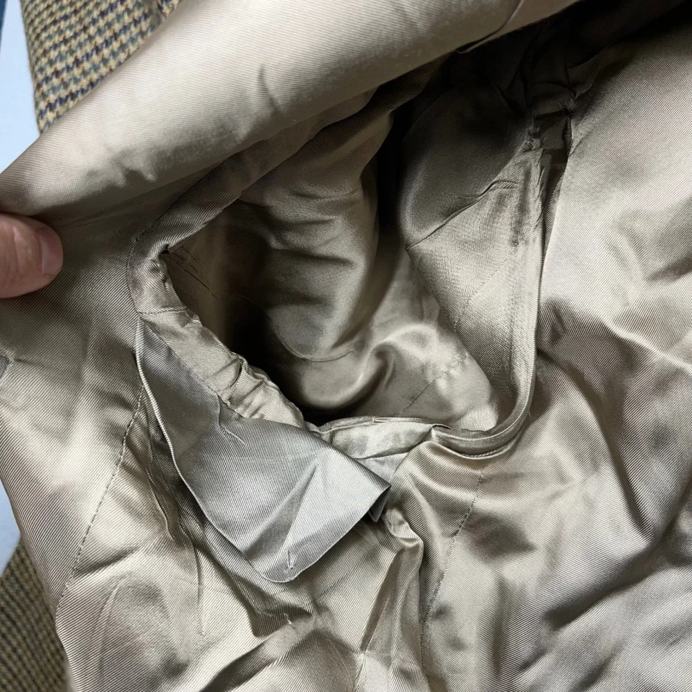 VTG Burberrys Men Blazer Houndstooth suit jacket Sport Coat Brown 1/2 canvas 42R - Picture 6 of 16